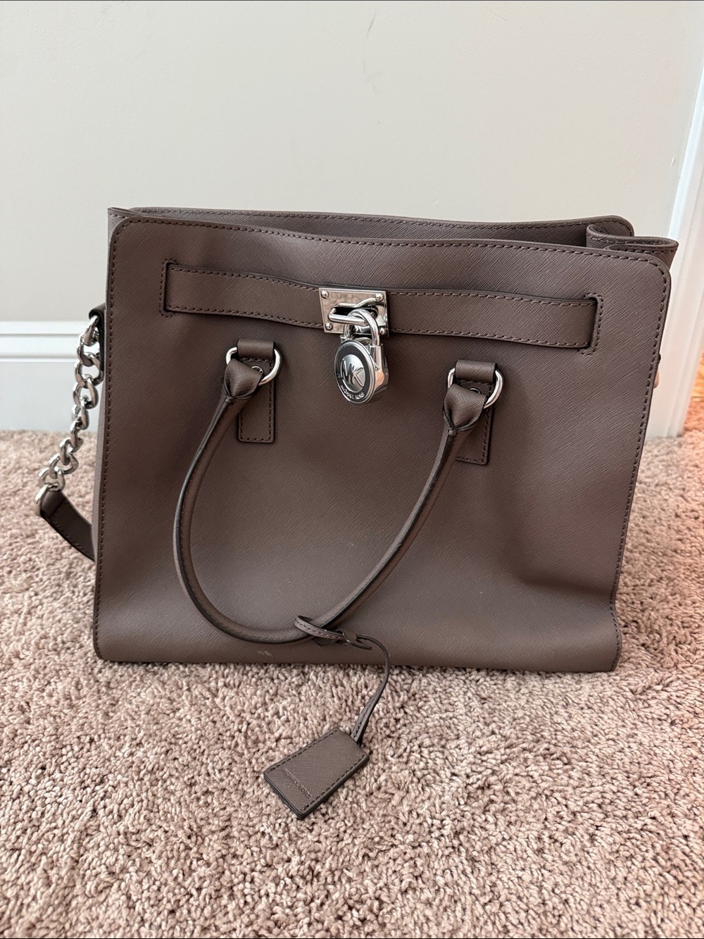 Michael Kors Saffiano Satchel with Chain Strap